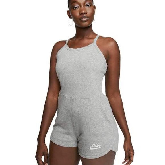 NIKE WOMEN'S SPORTSWEAR NSW GYM VINTAGE ROMPER in Grey Slip On Comfy Stylish - Picture 3 of 8